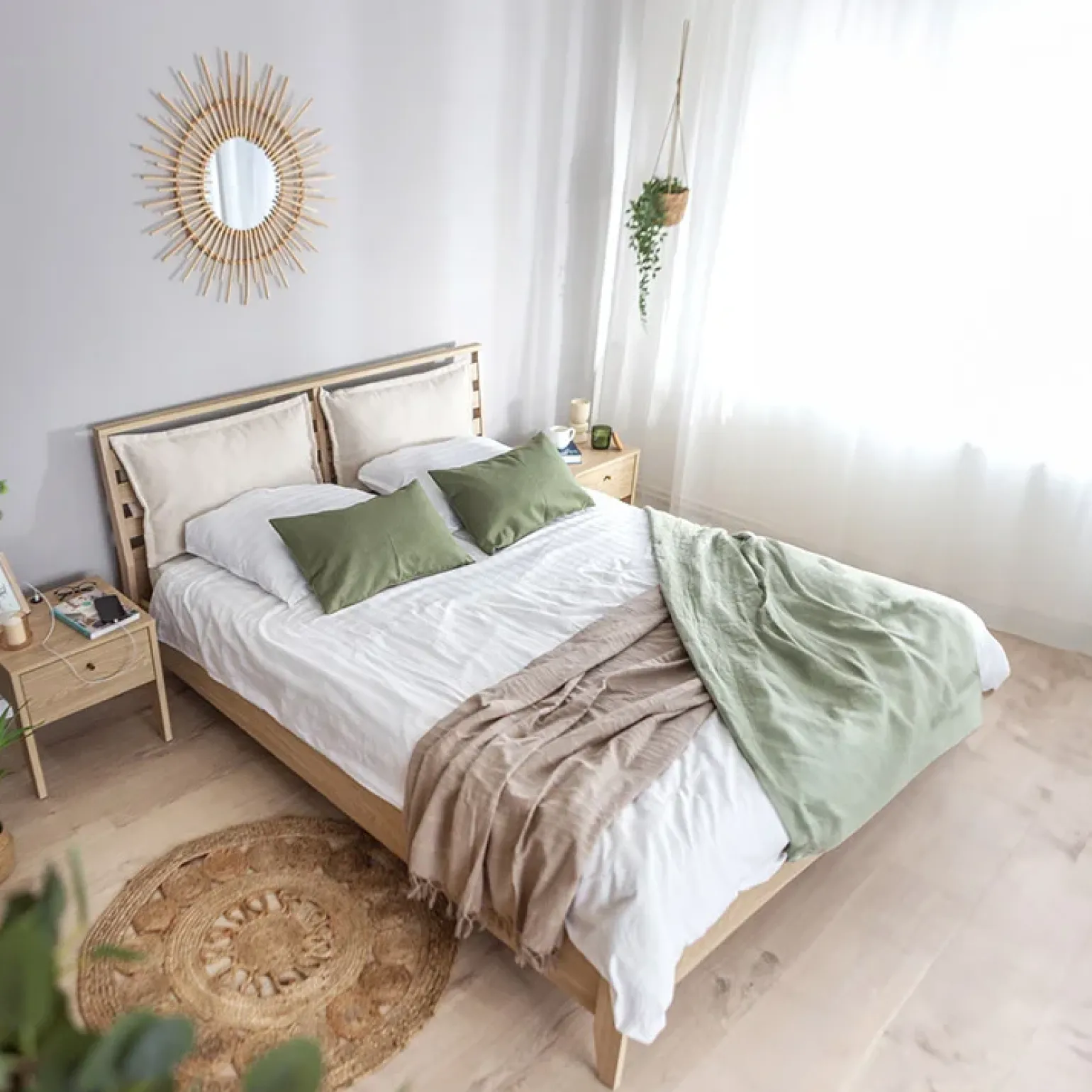 Cuscino decorativo per letto matrimoniale contenitore 160x200cm rovere Noor