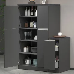 Dispensa cucina bassa 30x85h cm scorrevole antracite grigio pietra Gourmet