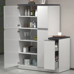 Dispensa cucina bassa 30x85h cm scorrevole bianco grigio pietra Gourmet