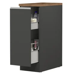 Dispensa cucina bassa 30x85h cm scorrevole antracite rovere Gourmet