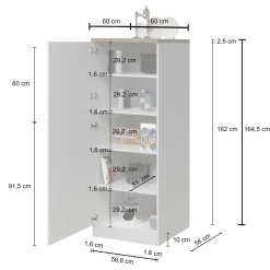 Dispensa cucina 60x165h cm 4 ripiani antracite grigio pietra Gourmet