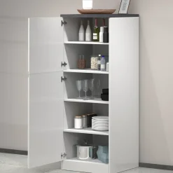 Dispensa cucina 60x165h cm 4 ripiani bianco grigio pietra Gourmet