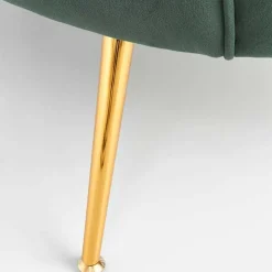 Divanetto 2 posti imbottito 131x77cm in velluto verde gambe oro Gabriella