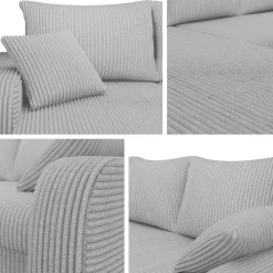 Divano angolare letto 238x147cm 3 posti velluto a coste grigio Flow