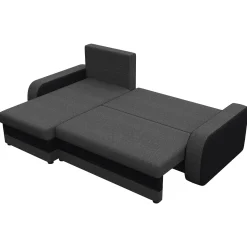 Divano angolare letto 238x147cm 3 posti grigio scuro nero Flow