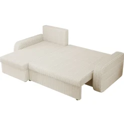 Divano angolare letto 238x147cm 3 posti velluto a coste beige Flow