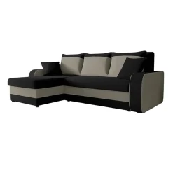 Divano angolare letto 238x147cm 3 posti grigio nero Flow