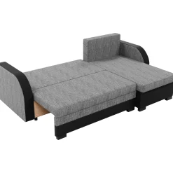 Divano angolare letto 230x140cm 3 posti grigio chiaro nero Metz