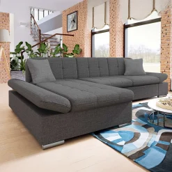 Divano con angolo a sinistra 4 posti 278x161cm grigio Artemio