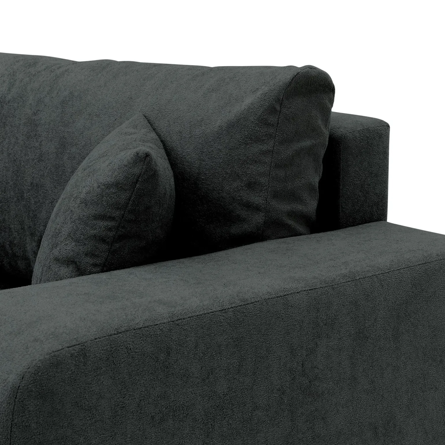 Divano letto 3 posti 248x90cm con contenitore in tessuto velo nero Floty