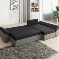 Divano letto 3 posti 240x145cm matrimoniale angolare grigio nero Appia