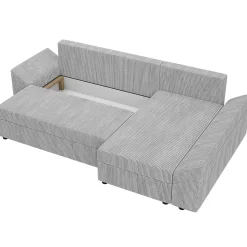 Divano letto 3 posti 240x145cm matrimoniale angolare velluto a coste grigio Appia