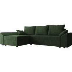 Divano letto 3 posti 240x145cm matrimoniale angolare velluto a coste verde Appia