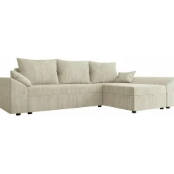 Divano letto 3 posti 240x145cm matrimoniale angolare velluto a coste beige Appia