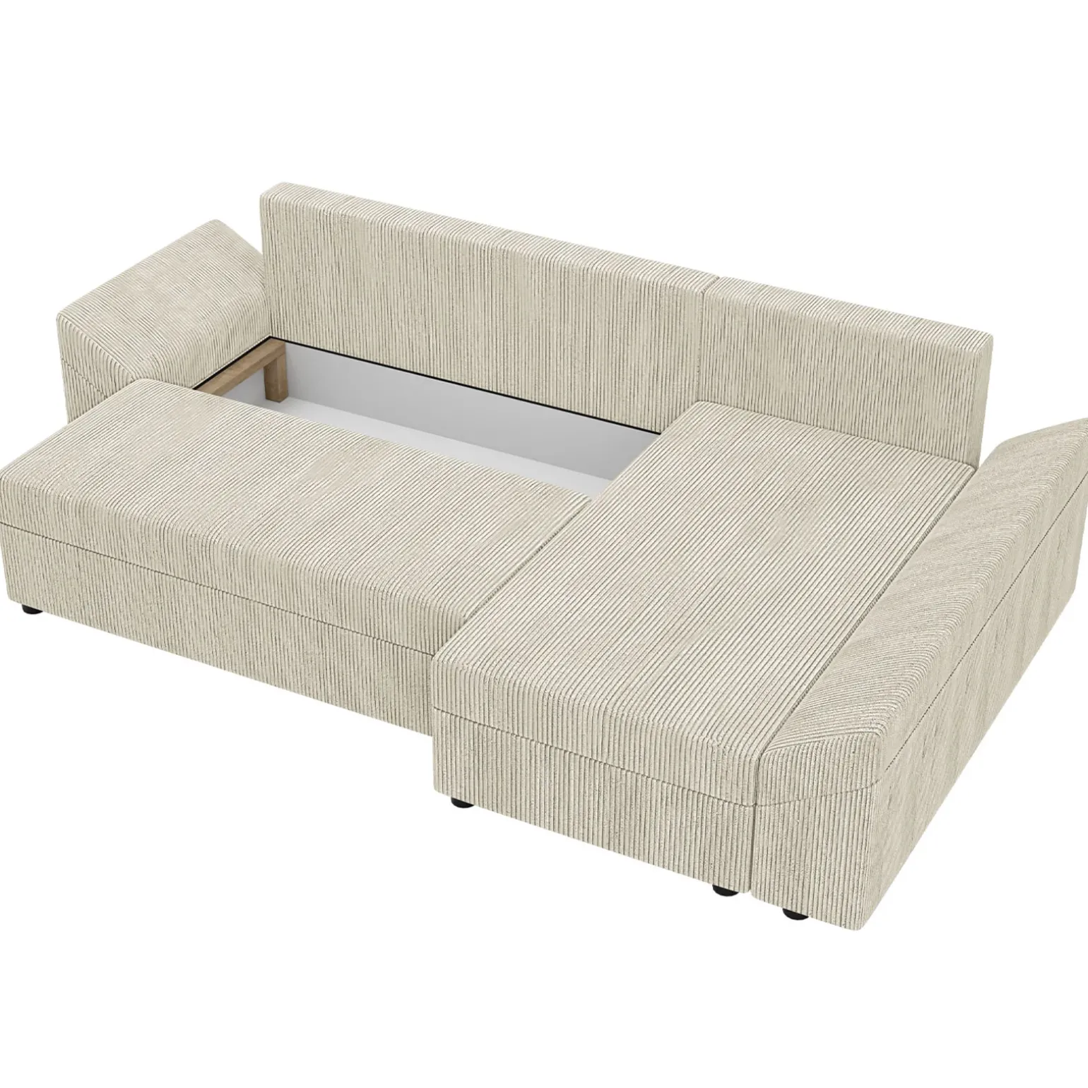 Divano letto 3 posti 240x145cm matrimoniale angolare velluto a coste beige Appia
