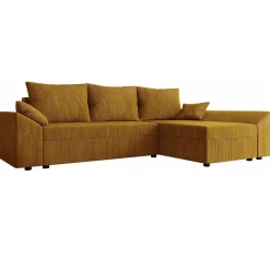 Divano letto 3 posti 240x145cm matrimoniale angolare velluto a coste senape ocra Appia
