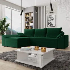 Divano letto 3 posti 240x145cm matrimoniale angolare verde Appia