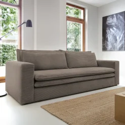 Divano letto 3 posti 244x95cm velluto a coste marrone Restful
