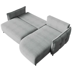 Divano letto angolare 3 posti 244x165cm tessuto grigio Lollypop