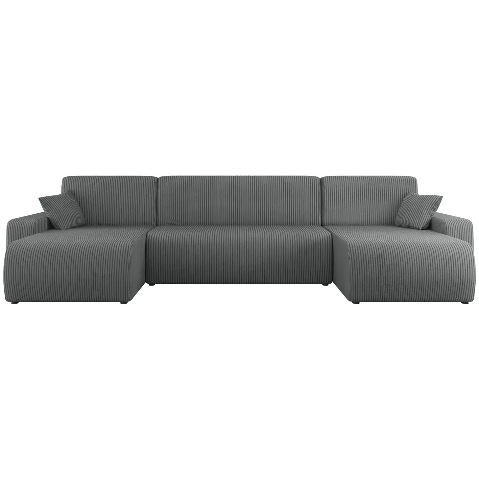 Divano letto angolare 5 posti 312x145cm con contenitore a coste antracite Slurp