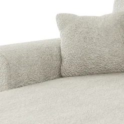 Divano letto angolare 4 posti 285x188cm con contenitore tessuto bouclé beige chiaro Soft