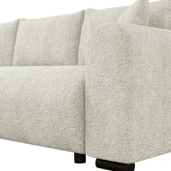 Divano letto angolare 4 posti 285x188cm con contenitore tessuto bouclé beige chiaro Soft