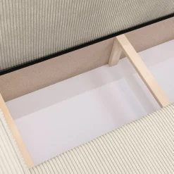 Divano letto angolare 4 posti 272x145cm con box contenitore velluto a coste beige Ploffy