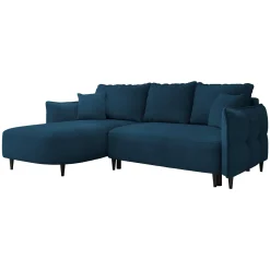 Divano letto angolare 3 posti 244x165cm tessuto blu Lollypop