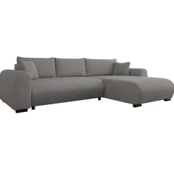 Divano letto angolare 4 posti 285x188cm con contenitore tessuto velo grigio scuro Soft