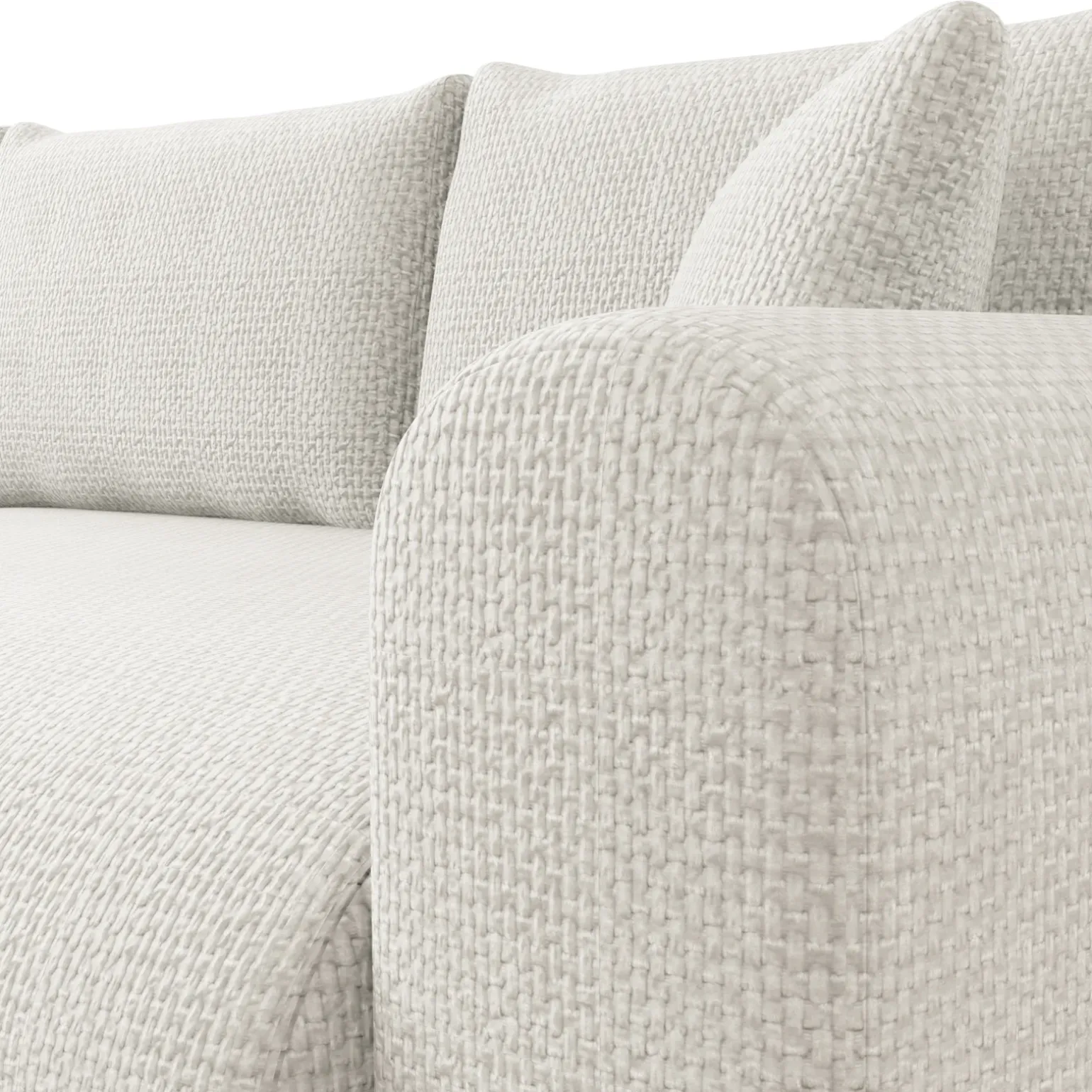 Divano letto angolare 4 posti 285x188cm con contenitore a trama spessa bianco Soft