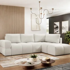 Divano letto angolare 3 posti 267x185cm box contenitore bianco perla Sottovoce