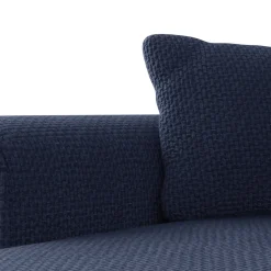 Divano letto angolare 4 posti 285x188cm con contenitore a trama spessa blu Soft