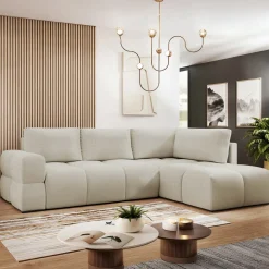 Divano letto angolare 3 posti 267x185cm box contenitore beige Sottovoce