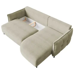 Divano letto angolare 3 posti 244x165cm tessuto tortora Lollypop