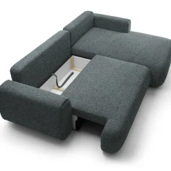 Divano letto angolare destra 3 posti 270x167cm tessuto antracite Cloudify