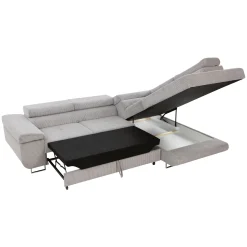 Divano letto angolare destra imbottito 274x203cm velluto a coste grigio Bormio