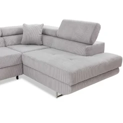 Divano letto angolare destra imbottito 274x203cm velluto a coste grigio Bormio