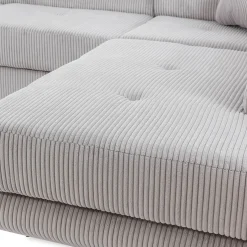 Divano letto angolare destra imbottito 274x203cm velluto a coste grigio Bormio