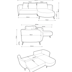 Divano letto angolare destra 3 posti 260x180cm tessuto bouclè verde Repose