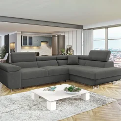 Divano letto angolare destra imbottito 274x203cm grigio Bormio