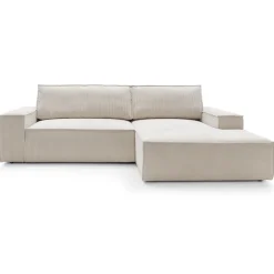Divano letto angolare destro 3 posti 267x167cm velluto a coste beige Relaxion