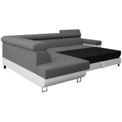 Divano letto angolare destra matrimoniale 253x188cm grigio bianco Almese