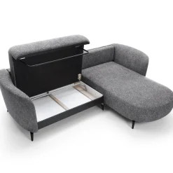 Divano letto angolare destra 3 posti 260x180cm tessuto bouclè grigio Repose