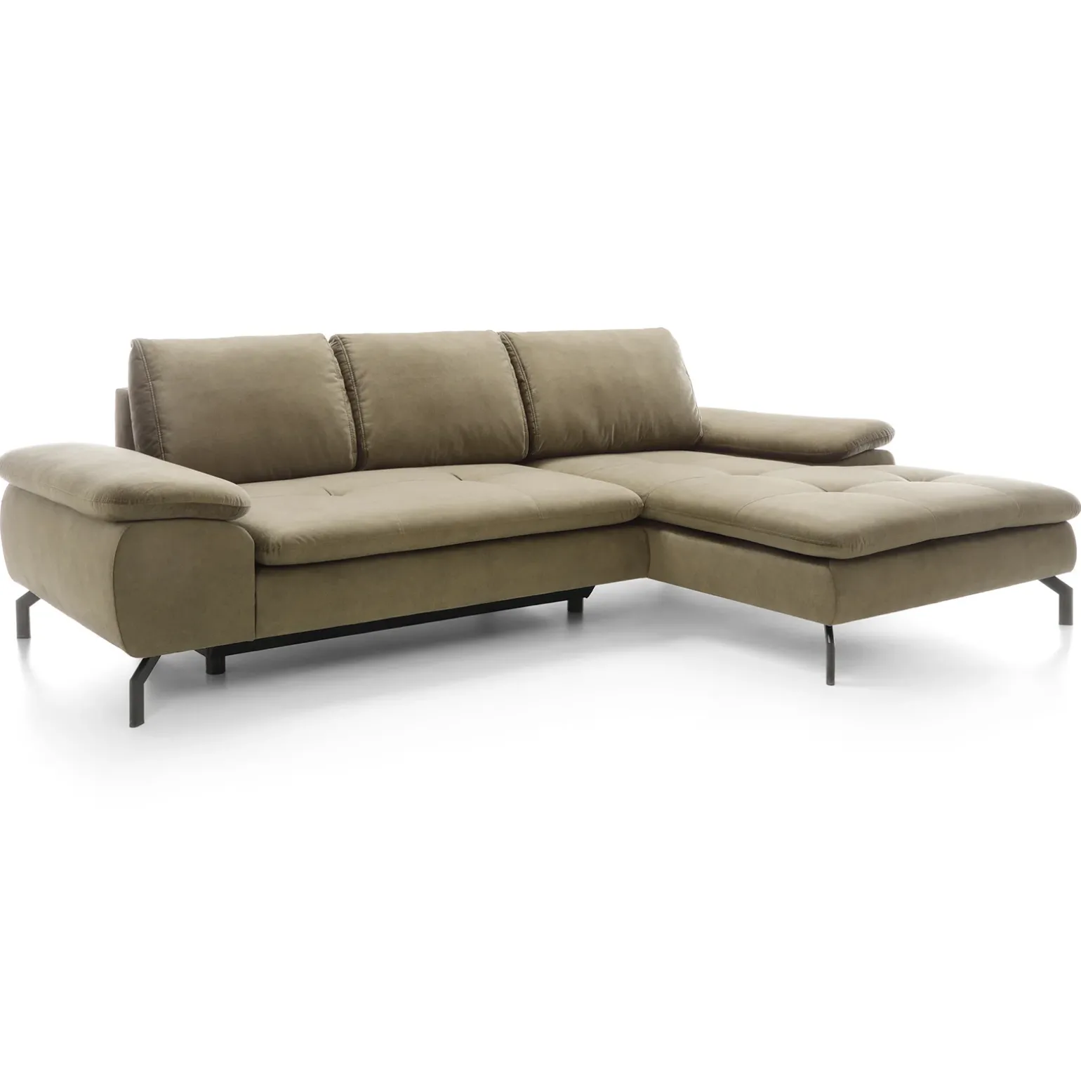 Divano letto angolare destra 3 posti 265x170cm tessuto beige Chillax
