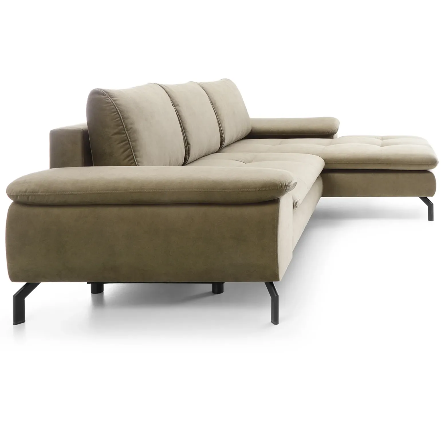 Divano letto angolare destra 3 posti 265x170cm tessuto beige Chillax