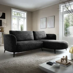 Divano letto angolare destra 3 posti 260x180cm tessuto bouclè antracite Repose