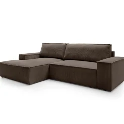 Divano letto angolare sinistra 3 posti 267x167cm velluto a coste marrone Relaxion