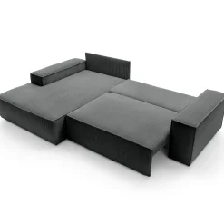 Divano letto angolare sinistra 3 posti 267x167cm velluto a coste antracite Relaxion