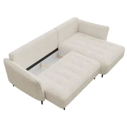 Divano letto angolare sinistro 3 posti 276x158cm tessuto beige Angle