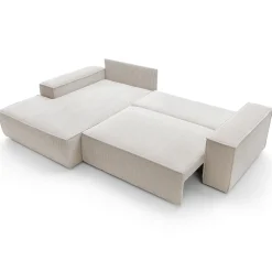 Divano letto angolare sinistro 3 posti 267x167cm velluto a coste beige Relaxion